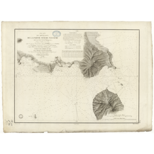 Reproduction carte marine ancienne - 989 - NOSSI-BE (île - Côte Sud) - MADAGASCAR (Côte Ouest) - INDIEN (Océan), MOZAMBIQUE (Can Reproduction carte marine ancienne - 989 - NOSSI-BE (île - Côte Sud) - MADAGASCAR (Côte Ouest) - INDIEN (Océan), MOZAMBIQUE (Can