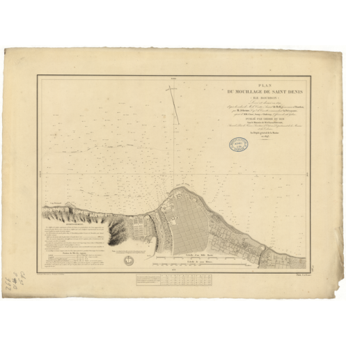 Reproduction carte marine ancienne - 992 - BOURBON (île), LA REUNION (île), SAINT-DENIS (Mouillage) - INDIEN (Océan) - (1843 - ? Reproduction carte marine ancienne - 992 - BOURBON (île), LA REUNION (île), SAINT-DENIS (Mouillage) - INDIEN (Océan) - (1843 - ?
