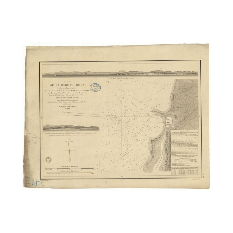 Carte marine ancienne - 993 - MOKA (Rade), MOKHA (Rade) - YEMEN - INDIEN (Océan), ROUGE (Mer) - (1843 - 1914)