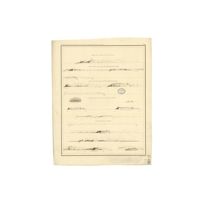 Reproduction carte marine ancienne - 994 - SOCOTRA (île), ASIR (Ras) - INDIEN (Océan), ARABIE (Mer), AFRIQUE (Côte Est) - (1843