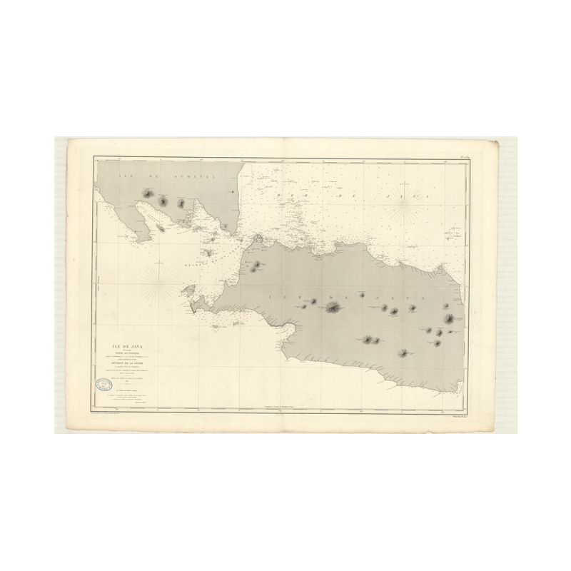 Reproduction carte marine ancienne - 2739 - SUMATRA (Côte Sud), SUMATERA (Côte Sud), JAVA (Côte Ouest) - INDONESIE - INDIEN (Océ