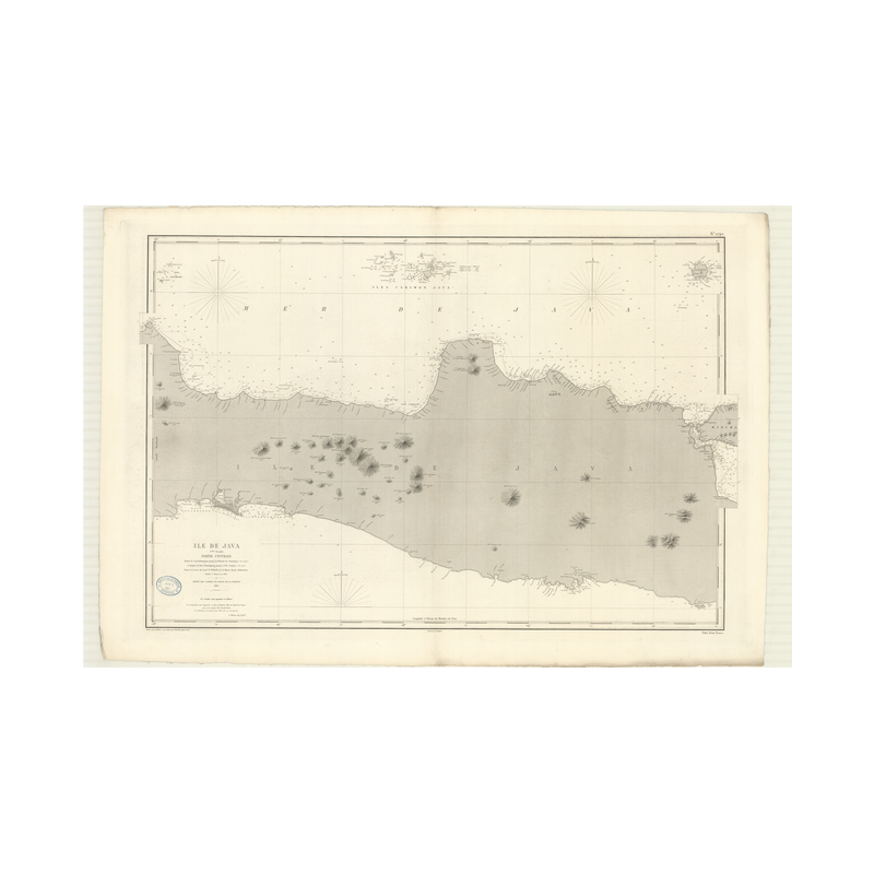 Reproduction carte marine ancienne Shom - 2740 - JAVA - INDONESIE - INDIEN (Océan),PACIFIQUE,JAVA (Mer) - (1868 - 1893)