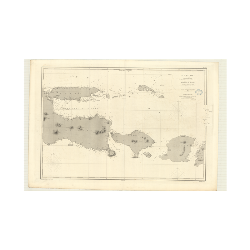 Reproduction carte marine ancienne Shom - 2741 - JAVA, BALI, LOMBOCK (île), LOMBOK (île) - INDONESIE - INDIEN (Océan)
