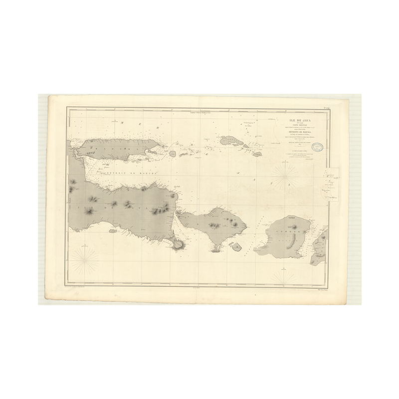 Reproduction carte marine ancienne - 2741 - JAVA, BALI, LOMBOCK (île), LOMBOK (île) - INDONESIE - INDIEN (Océan), PACIFIQUE, JAV