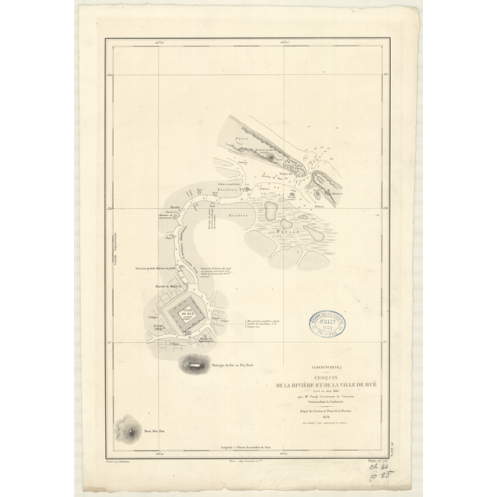 Reproduction carte marine ancienne - 2874 - HUE (Abords) - COCHINCHINE, VIETNAM - PACIFIQUE, CHINE (Mer) - (1870 - 1880)