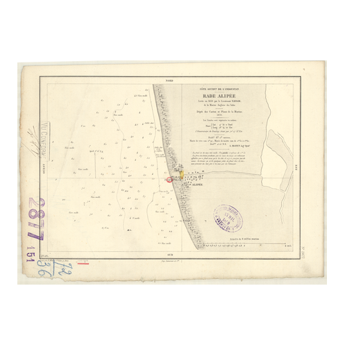 Reproduction carte marine ancienne Shom - 2877 - INDOUSTAN (Côte Ouest), HINDOUSTAN (Côte Ouest), ALIPEE (Rade), ALLEP