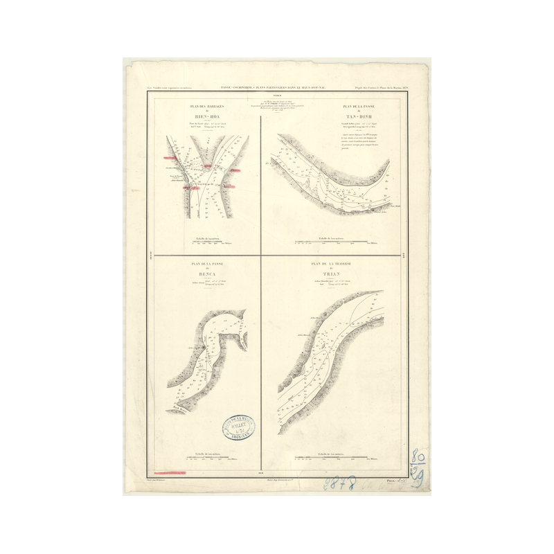 Reproduction carte marine ancienne Shom - 2878 - HAUT-DON-NAI, BIEN-HOA - COCHINCHINE (Basse),VIETNAM - pACIFIQUE,CHINE