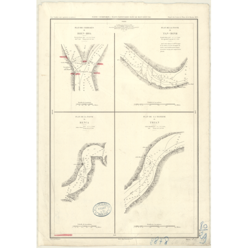 Reproduction carte marine ancienne Shom - 2878 - HAUT-DON-NAI, BIEN-HOA - COCHINCHINE (Basse),VIETNAM - pACIFIQUE,CHINE