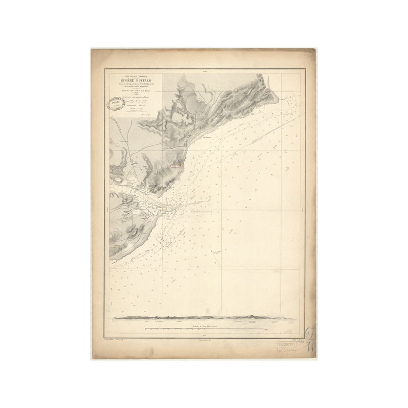 Reproduction carte marine ancienne Shom - 2881 - BUFFALO (Rivière), EAST-LONDON (Port) - AFRIQUE de SUD (Côte Sud-Est)