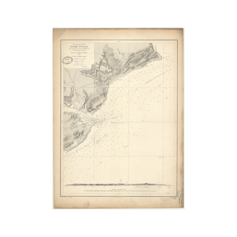 Reproduction carte marine ancienne - 2881 - BUFFALO (Rivière), EAST-LONDON (Port) - AFRIQUE DU SUD (Côte Sud-Est) - INDIEN (Océa