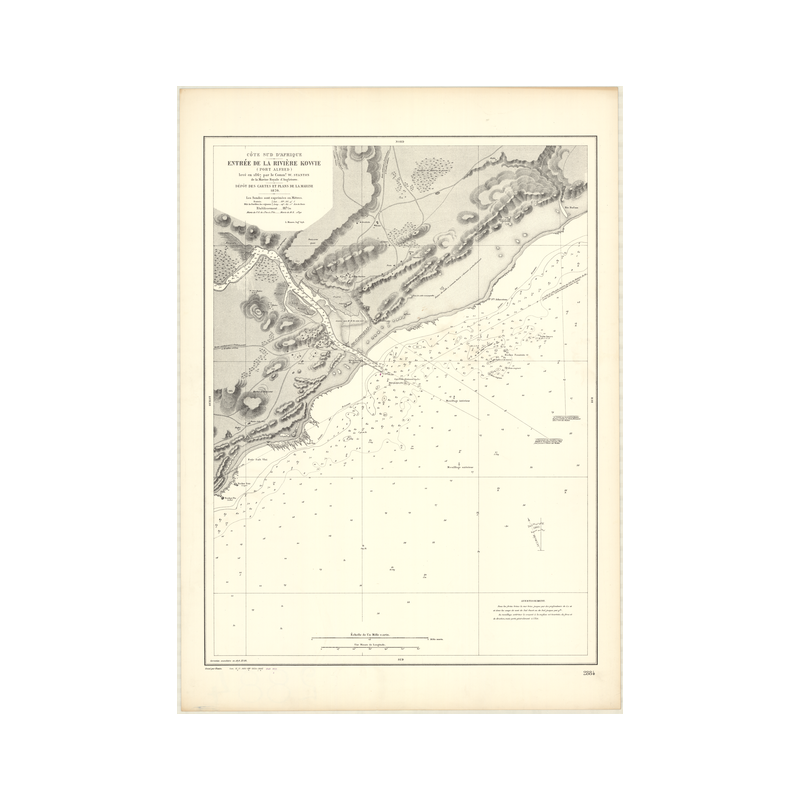 Reproduction carte marine ancienne Shom - 2884 - KOWIE (Rivière), pORT ALFRED - AFRIQUE de SUD - INDIEN (Océan),AFRIQU