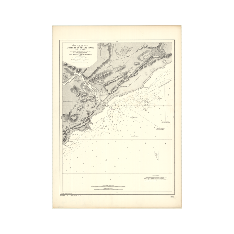 Carte marine ancienne - 2884 - KOWIE (Rivière), PORT ALFRED - AFRIQUE DU SUD - INDIEN (Océan), AFRIQUE (Côte Sud) - (1870 - ?)