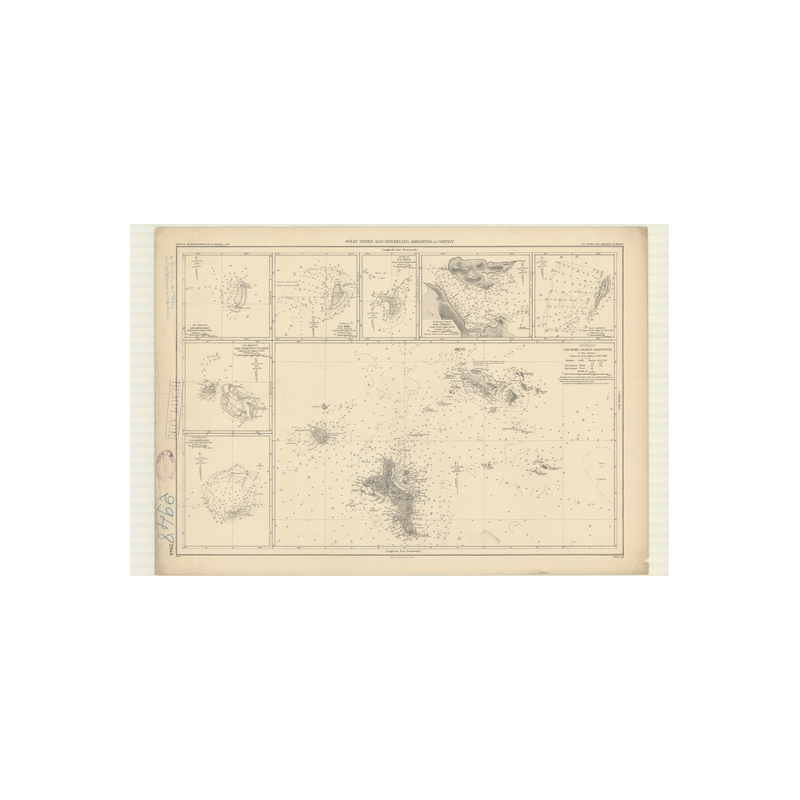 Reproduction carte marine ancienne Shom - 2948 - pRASLIN (île), CURIEUSE (Baie) - SEYCHELLES - INDIEN (Océan) - (1870