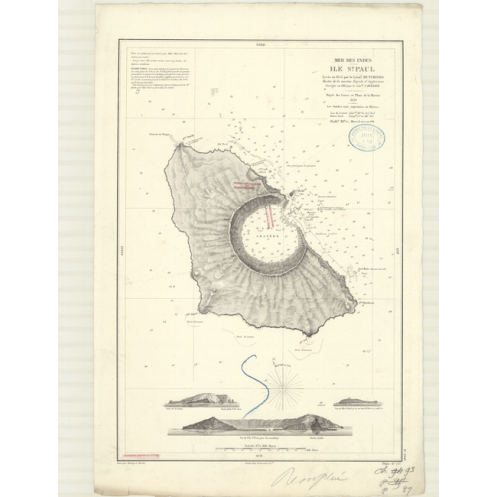 Reproduction carte marine ancienne - 2949 - SAINT-PAUL (île) - INDIEN (Océan), INDES (Mer) - (1870 - 1934)
