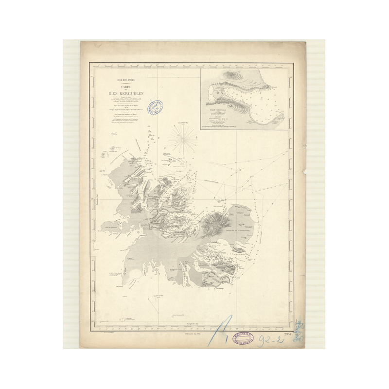 Carte marine ancienne - 2951 - KERGUELEN (îles) - INDIEN (Océan), INDES (Mer) - (1870 - ?)