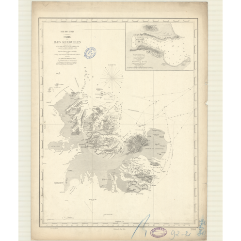 Reproduction carte marine ancienne - 2951 - KERGUELEN (îles) - INDIEN (Océan), INDES (Mer) - (1870 - ?)