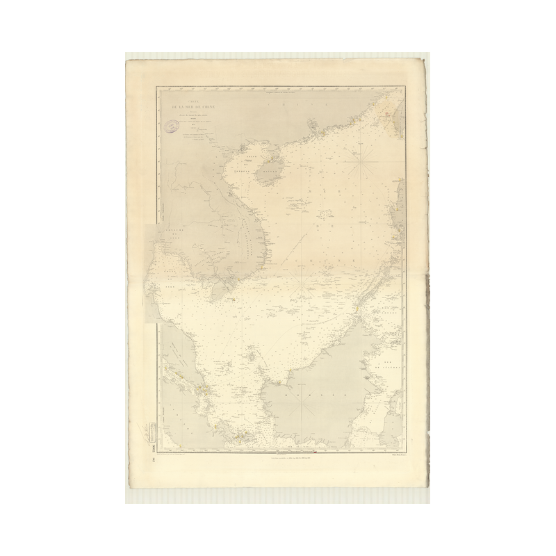 Reproduction carte marine ancienne Shom - 3002 - BORNEO - VIETNAM,CHINE (Côte Sud) - pACIFIQUE,CHINE (Mer) - (1871 - 18