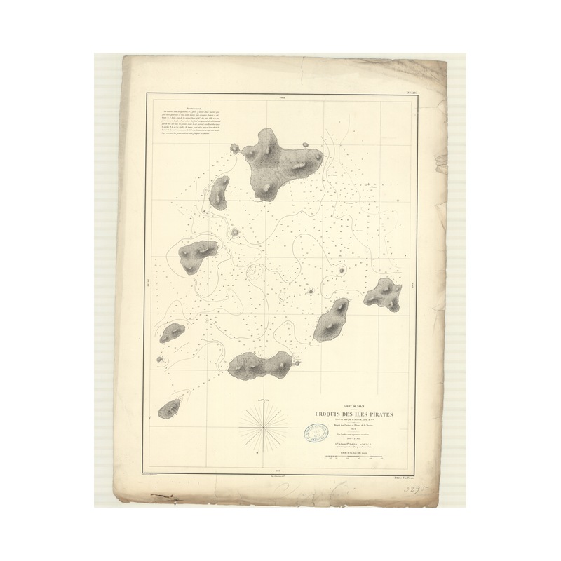 Reproduction carte marine ancienne Shom - 3295 - pHU-QUOC (île - Abords), pIRATES (îles) - pACIFIQUE,SIAM (Golfe),THAI