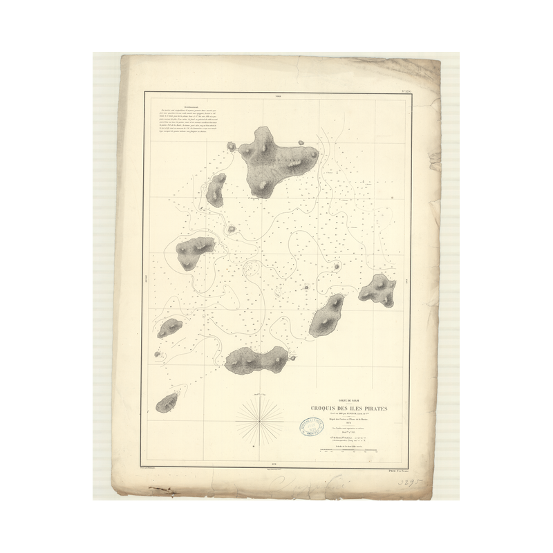 Reproduction carte marine ancienne - 3295 - PHU-QUOC (île - Abords), PIRATES (îles) - PACIFIQUE, SIAM (Golfe), THAILANDE (Golfe)