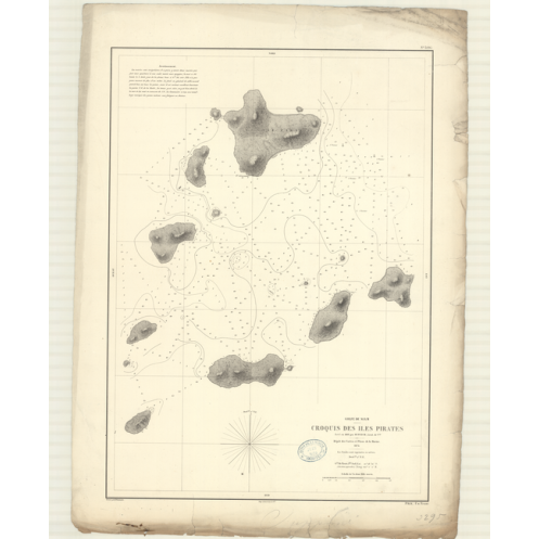 Carte marine ancienne - 3295 - PHU-QUOC (île - Abords), PIRATES (îles) - PACIFIQUE, SIAM (Golfe), THAILANDE (Golfe) - (1874 - 18