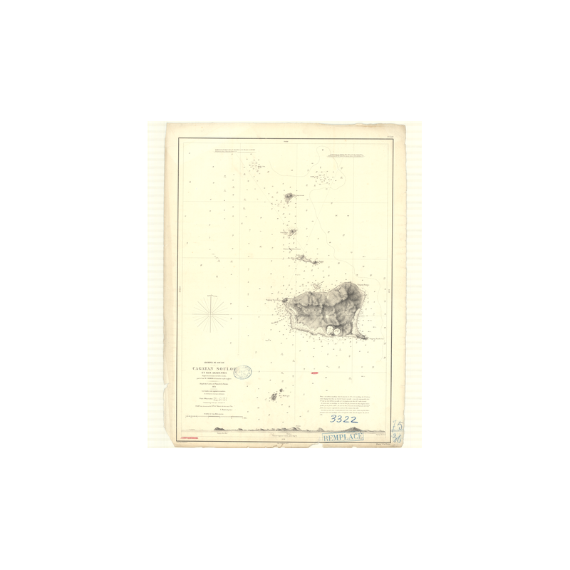Reproduction carte marine ancienne - 3322 - SOULOU (Archipel), SULU (Archipel), CAGAYAN (île) - PACIFIQUE, SULU (Mer) - (1874 -