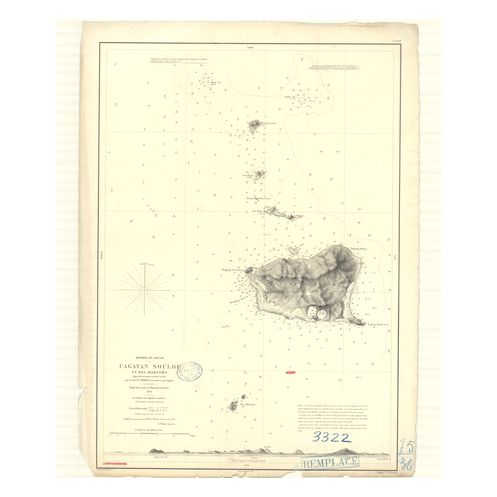 Reproduction carte marine ancienne Shom - 3322 - SOULOU (Archipel), SULU (Archipel), CAGAYAN (île) - pACIFIQUE,SULU (Me