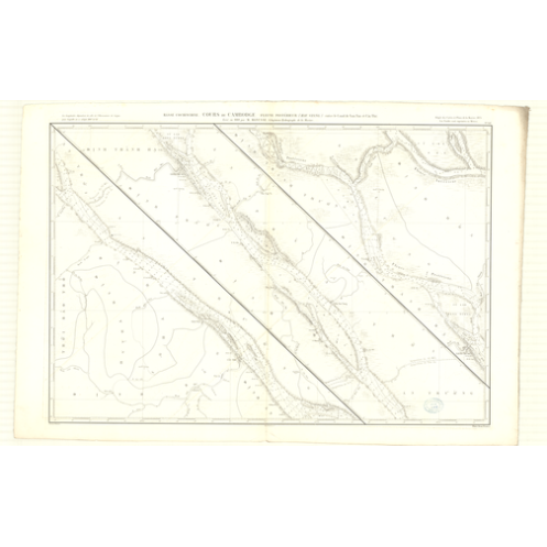 Reproduction carte marine ancienne Shom - 3417 - CAMBODGE (Cours), HAU GIANG (Cours) - COCHINCHINE (Basse),VIETNAM - pAC