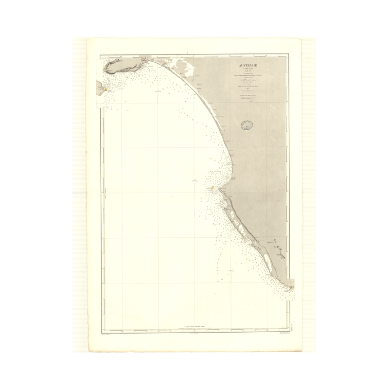 Reproduction carte marine ancienne Shom - 3438 - GRANDE BAIE AUSTRALIENNE, KANGURU (île), NORTHUMBERLAND (Cap) - AUSTRA