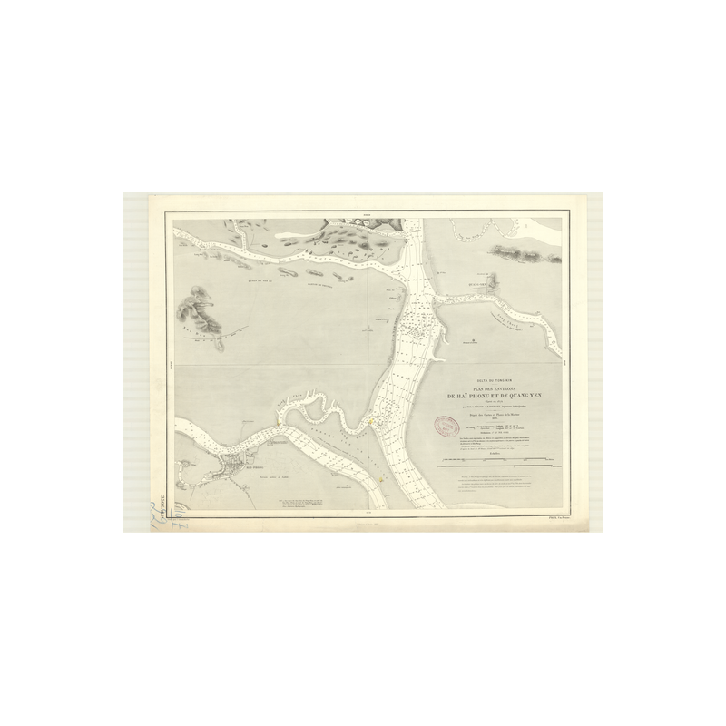 Reproduction carte marine ancienne - 3506 - TONKIN (Golfe), TONG KIN (Delta), HAI PHONG (Abords) - VIETNAM - PACIFIQUE - (1876 -