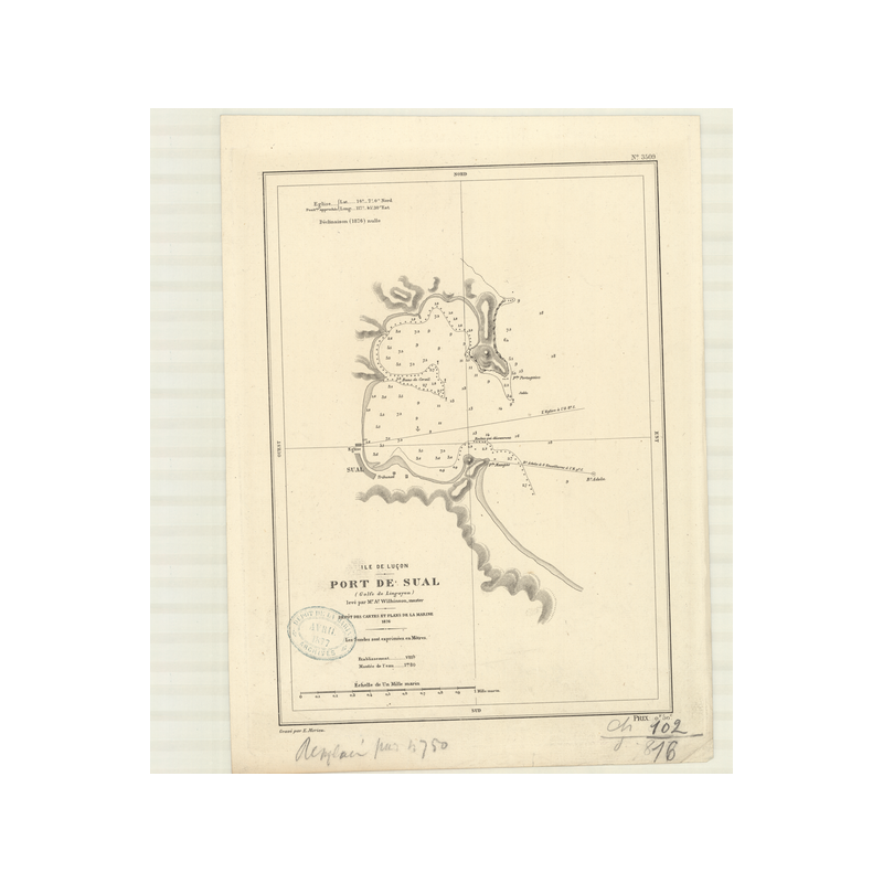 Carte marine ancienne - 3509 - LUCON (île), LINGAYEN (Golfe), SUAL (Port) - PHILIPPINES - PACIFIQUE - (1876 - 1893)