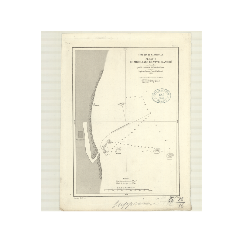 Reproduction carte marine ancienne Shom - 3511 - VATOUMANDRE (Mouillage), VATOMANDRY (Mouillage) - MADAGASCAR (Côte Est