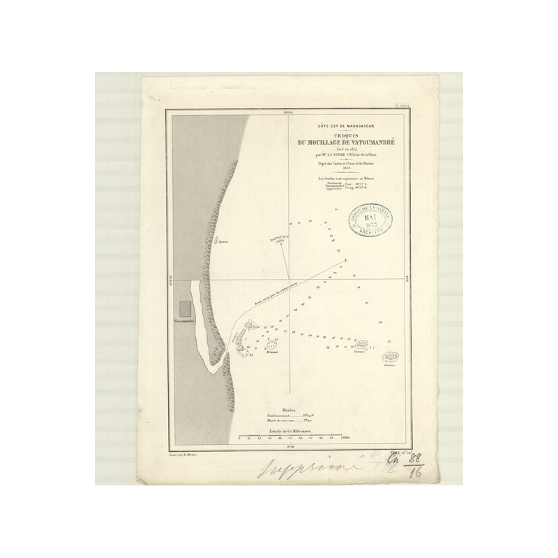 Reproduction carte marine ancienne - 3511 - VATOUMANDRE (Mouillage), VATOMANDRY (Mouillage) - MADAGASCAR (Côte Est), MADAGASCAR