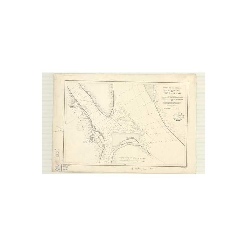 Carte marine ancienne - 3512 - MEKONG (Cours), CAMBODGE (Cours), PHNOM-PENH (Abords) - CAMBODGE - PACIFIQUE, CHINE (Mer) - (1876