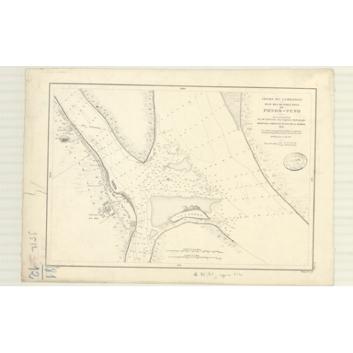 Reproduction carte marine ancienne Shom - 3512 - MEKONG (Cours), CAMBODGE (Cours), pHNOM-PENH (Abords) - CAMBODGE - pACI