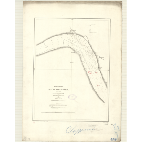 Reproduction of old nautical chart - 3515 - SAIGON (Rivière), CORAIL (Banc) - COCHINCHINE (Basse), VIETNAM - PACIFIQUE, CHINE (M