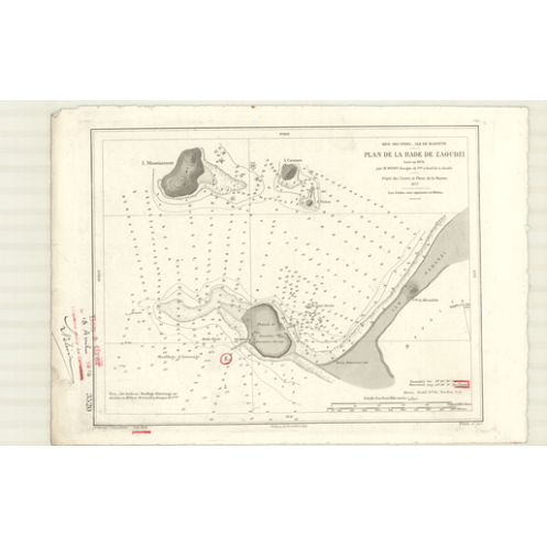 Reproduction carte marine ancienne Shom - 3520 - MAYOTTE (île), ZAOUDZI (Rade), d'AOUDZI (Rade) - COMORES - INDIEN (Océan),INDE