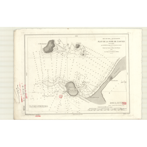Reproduction carte marine ancienne - 3520 - MAYOTTE (île), ZAOUDZI (Rade), DZAOUDZI (Rade) - COMORES - INDIEN (Océan), INDES (Me Reproduction carte marine ancienne - 3520 - MAYOTTE (île), ZAOUDZI (Rade), DZAOUDZI (Rade) - COMORES - INDIEN (Océan), INDES (Me