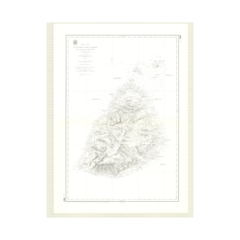 Reproduction carte marine ancienne Shom - 3522 - FRANCE (île) - MAURICE (île) - INDIEN (Océan),INDES (Mer) - (1877 -
