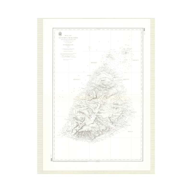 Reproduction carte marine ancienne - 3522 - FRANCE (île) - MAURICE (île) - INDIEN (Océan), INDES (Mer) - (1877 - 1988)
