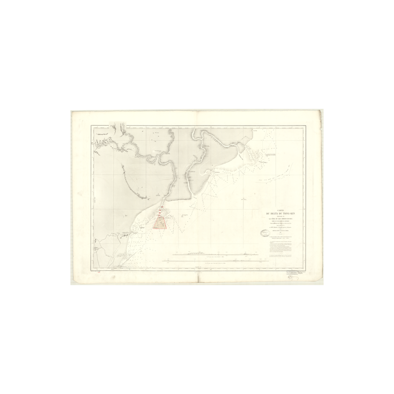 Reproduction carte marine ancienne Shom - 3524 - TONKIN (Golfe), TONG-KIN (Delta), CUA BA, LAC, LACH, TRAN - VIETNAM - p