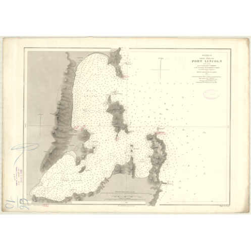 Reproduction carte marine ancienne Shom - 3529 - SPENCER (Golfe), LINCOLN (Port) - AUSTRALIE (Côte Sud) - INDIEN (Océa