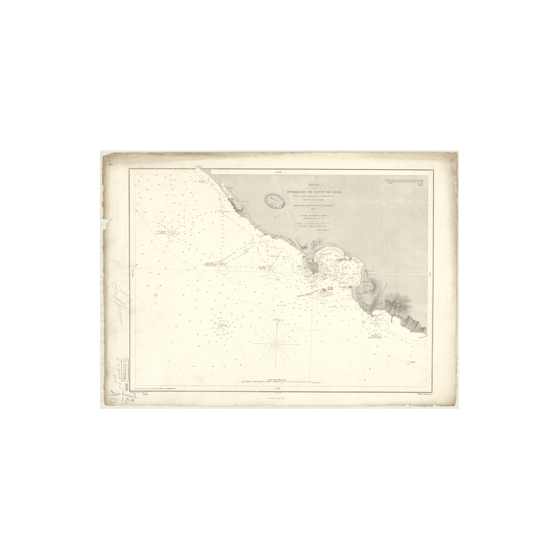 Carte marine ancienne - 3532 - GALLE (Abords), GINDURAH (Roche), BELLOWS (Roche) - SRI LANKA, CEYLAN - INDIEN (Océan) - (1877 -