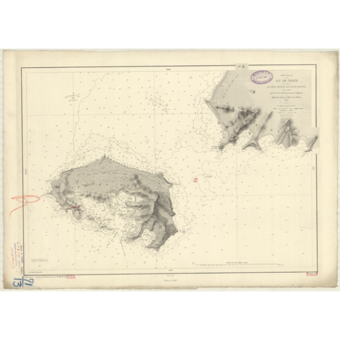 Carte marine ancienne - 3612 - PERIM (île), MEYUN (île), BAB-EL-MANDEB (Détroit) - INDIEN (Océan), ROUGE (Mer) - (1878 - 1980)