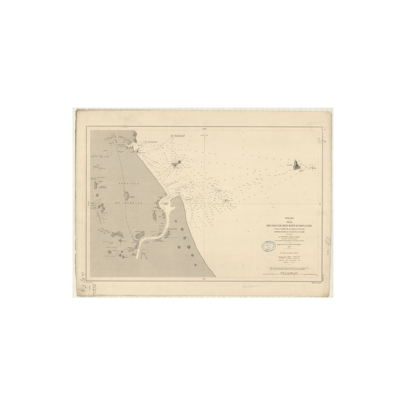 Reproduction carte marine ancienne Shom - 3642 - TONKIN (Golfe), TONG-KIN (Golfe), CUA-HOI (Cours), HON MATT (île), HON