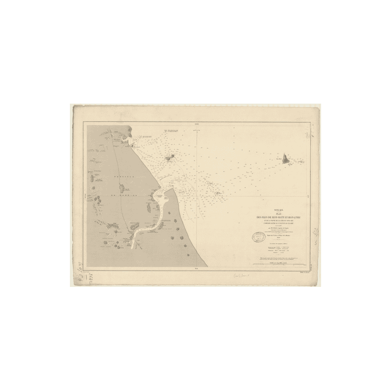 Reproduction carte marine ancienne Shom - 3642 - TONKIN (Golfe), TONG-KIN (Golfe), CUA-HOI (Cours), HON MATT (île), HON