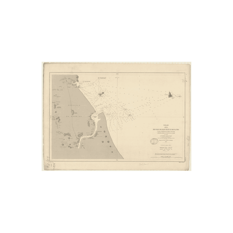 Reproduction carte marine ancienne - 3642 - TONKIN (Golfe), TONG-KIN (Golfe), CUA-HOI (Cours), HON MATT (île), HON MATT, CUA, LO