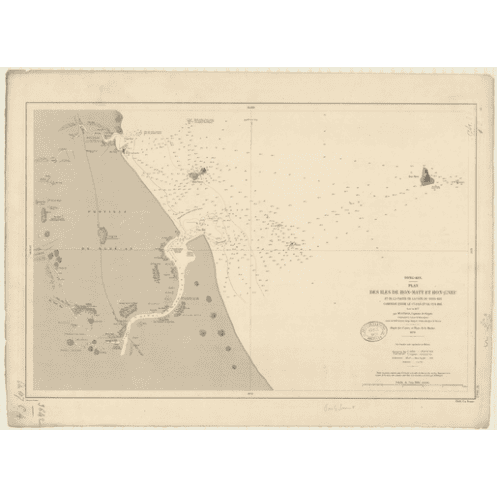 Reproduction carte marine ancienne Shom - 3642 - TONKIN (Golfe), TONG-KIN (Golfe), CUA-HOI (Cours), HON MATT (île), HON