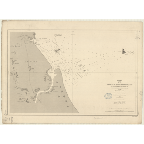 Carte marine ancienne - 3642 - TONKIN (Golfe), TONG-KIN (Golfe), CUA-HOI (Cours), HON MATT (île), HON MATT, CUA, LO - VIETNAM -