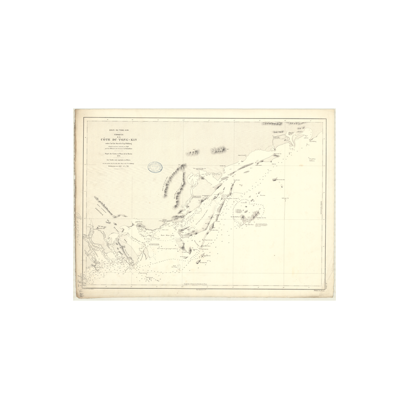 Reproduction carte marine ancienne Shom - 3644 - TONG-KIN (Golfe), TONKIN (Golfe), TONG-KIN, pAKLUNG (Cap), CAC, BA - VI