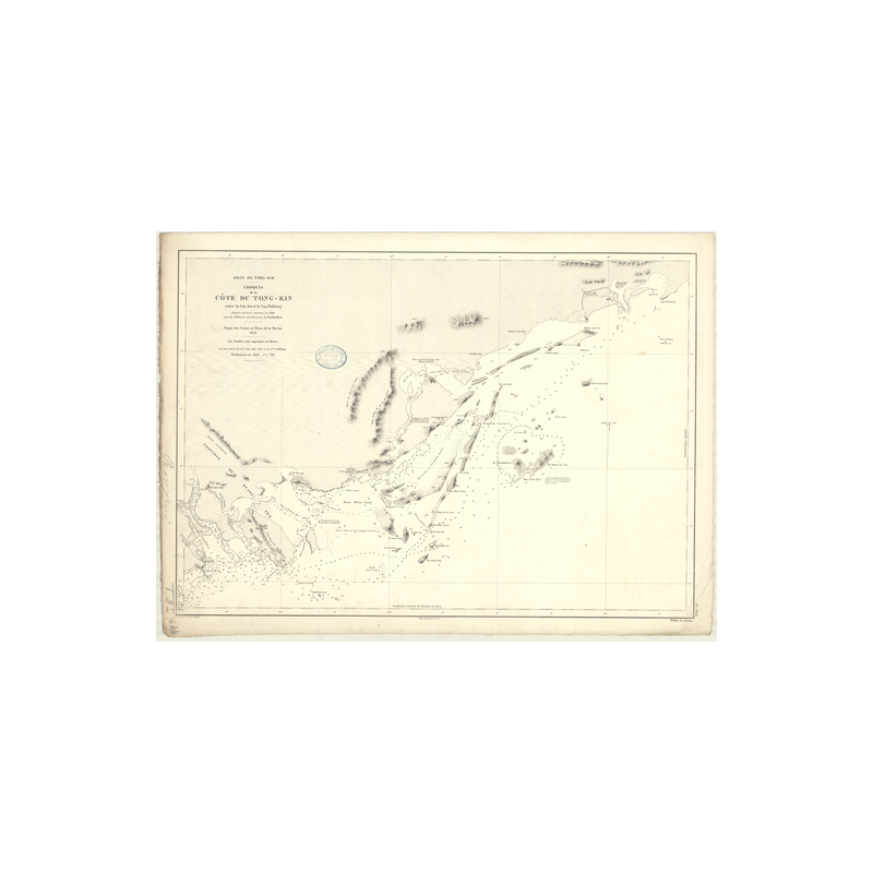 Reproduction carte marine ancienne - 3644 - TONG-KIN (Golfe), TONKIN (Golfe), TONG-KIN, PAKLUNG (Cap), CAC, BA - VIETNAM - PACIF